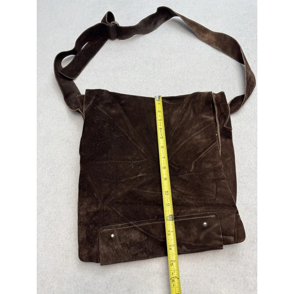 Banana Republic Messenger Bag Mens Large Brown Suede Leather Crossbody Shoulder
